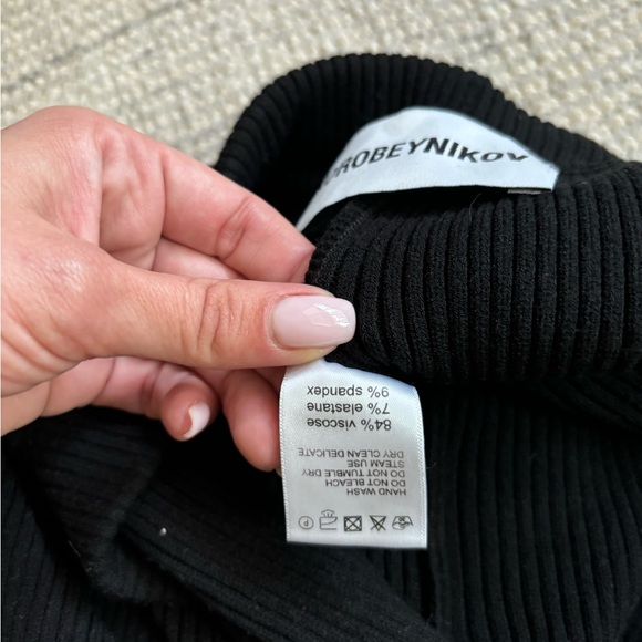 KOROBEYNIKOV BRAND viscose stylish jumpsuit open back, high split S-M black - Picture 10 of 11